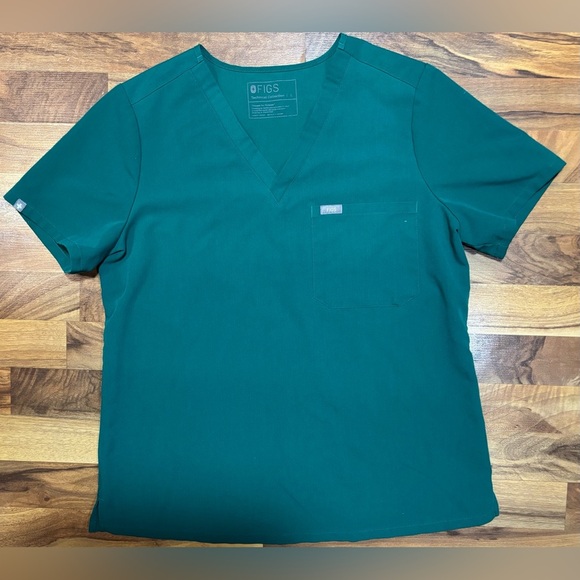 FIGS Technical Collection Women’s V-Neck Scrub Top Teal Green Size Large - Picture 1 of 7